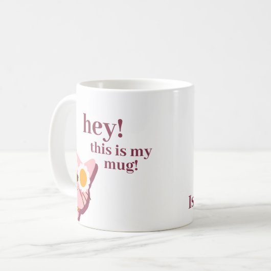 Grappige kat gepersonaliseerde mok (Voorkant links)