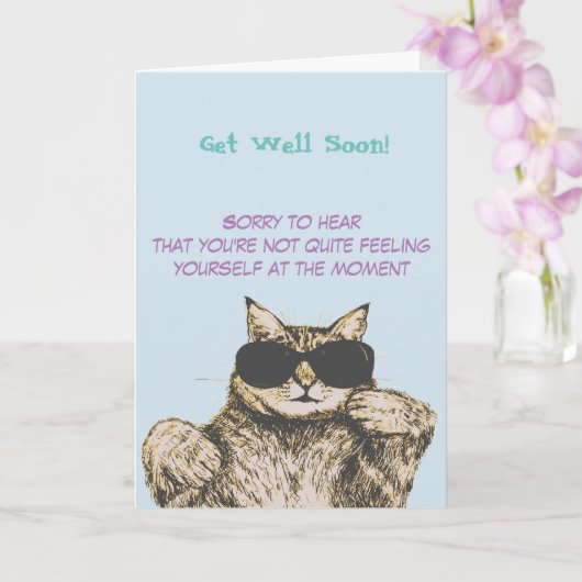 Grappige kat get well kaart (Orchidee)