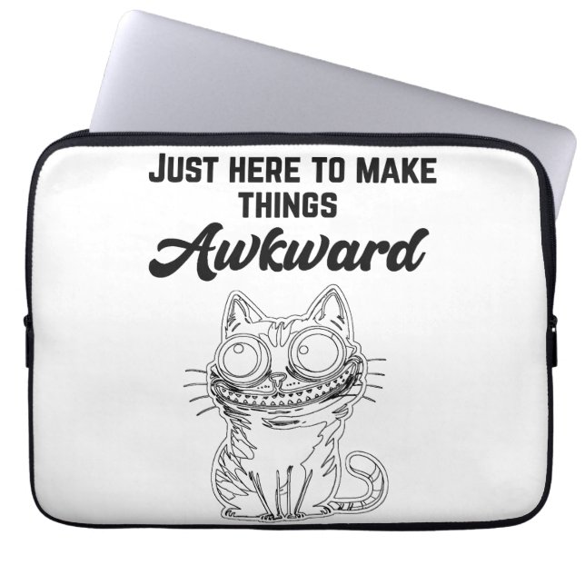 Grappige kat - gewoon hier om dingen ongemakkelijk laptop sleeve (Voorkant)