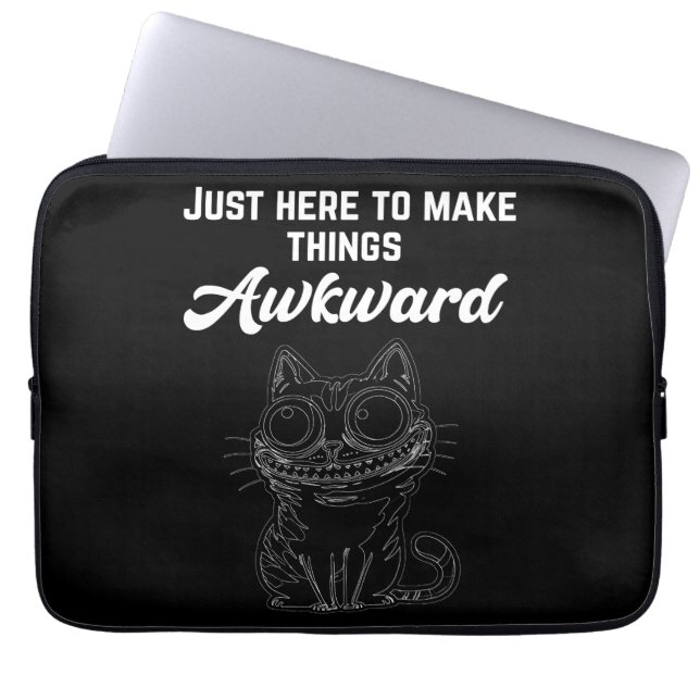 Grappige kat - gewoon hier om dingen ongemakkelijk laptop sleeve (Voorkant)