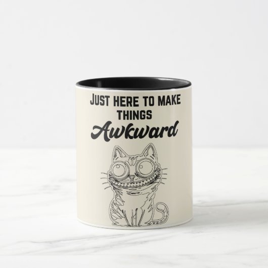Grappige kat - gewoon hier om dingen ongemakkelijk mok (Midden)