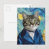 Grappige kat gezicht kunst schilderij briefkaart (Voorkant / Achterkant)