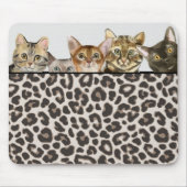 Grappige kat gezichten op Leopard Print Mousepad Muismat (Voorkant)