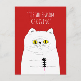 Grappige Kat Gifting Een Muis Kerst Briefkaart