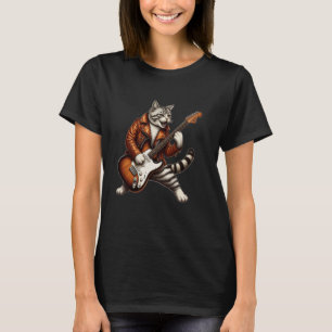Grappige Kat Gitaar spelend Kat Gitarist Rockster T-shirt