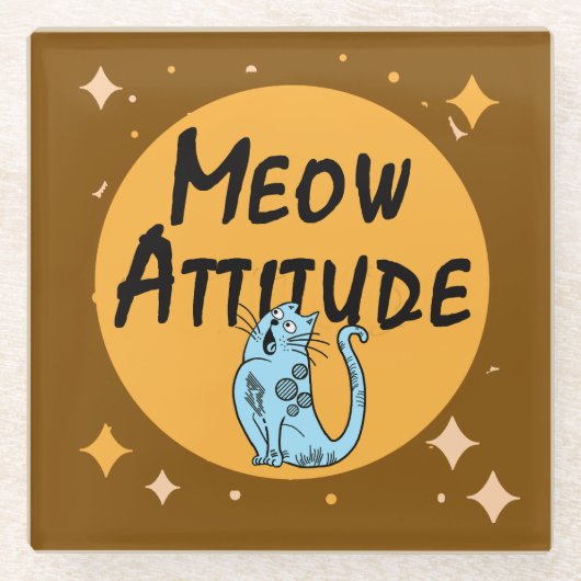 grappige kat glazen onderzetter (Voorkant)