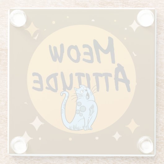 grappige kat glazen onderzetter (Achterkant)