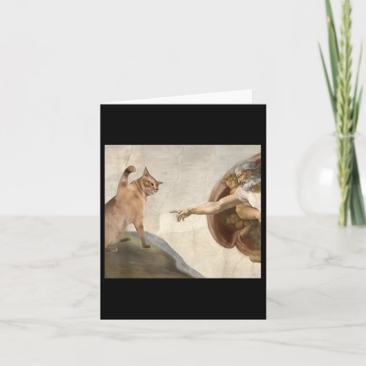 Grappige kat God Schepping van Adam Meme Jezus Kaart (Voorkant)