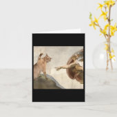 Grappige kat God Schepping van Adam Meme Jezus Kaart (Gele Bloem)