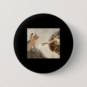 Grappige kat God Schepping van Adam Meme Jezus Ronde Button 5,7 Cm