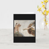 Grappige kat God Schepping van Adam Meme Michelang Kaart (Gele Bloem)