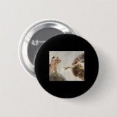 Grappige kat God Schepping van Adam Meme Michelang Ronde Button 5,7 Cm (Voorkant /achterkant)