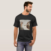 Grappige kat God Schepping van Adam meme michelang T-shirt (Voorkant volledig)