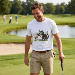 Grappige kat golfer vissen water hindernis t-shirt