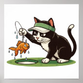 Grappige kat-golfer vist in waterhindernis poster (Voorkant)