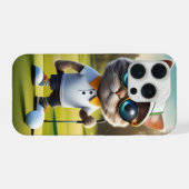 Grappige kat golfspeler, iPhone hoesje (Achterkant horizontaal)