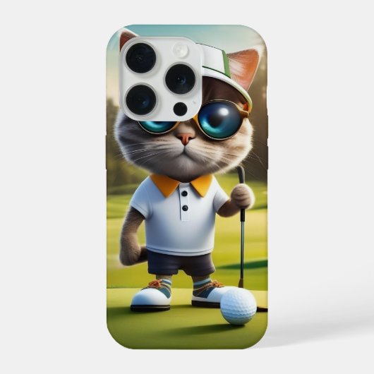 Grappige kat golfspeler, iPhone hoesje (Achterkant)