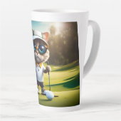 Grappige kat golfspeler, latte mok (Rechterhoek)