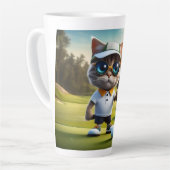 Grappige kat golfspeler, latte mok (Linkerhoek)