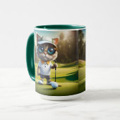 Grappige kat golfspeler, mok (Voorkant links)