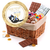 Grappige Kat Goud Menorah Joods Hebreeuws Chanoeka Ronde Sticker