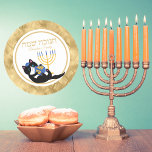 Grappige Kat Goud Menorah Joods Hebreeuws Chanoeka Ronde Sticker<br><div class="desc">Funny Cat Gold Menorah Dreidel Joods Hebreeuws Chanoeka Stickers</div>