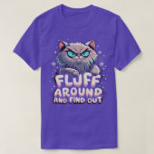 Grappige kat grafiek pluis rond en erachter te kom t-shirt (Design voorkant)
