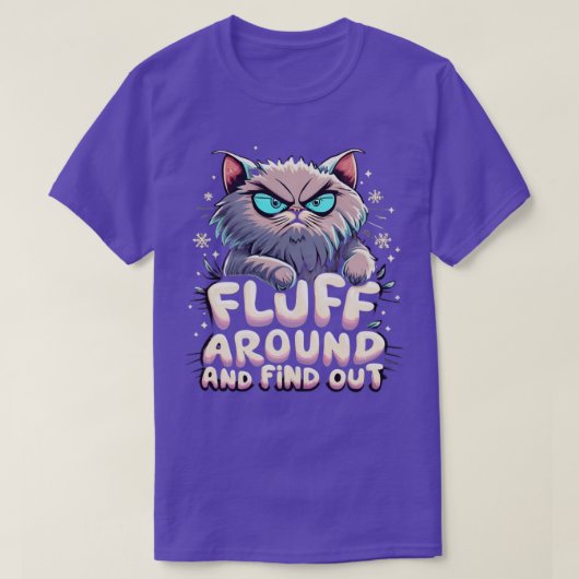 Grappige kat grafiek pluis rond en erachter te kom t-shirt (Design voorkant)