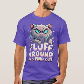Grappige kat grafiek pluis rond en erachter te kom t-shirt