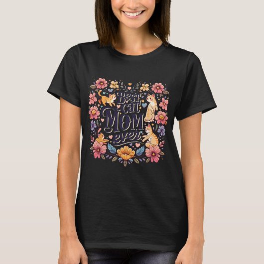 Grappige Kat Graphic Vrouwen Moeder Kat Kitten Bes T-shirt (Voorkant)