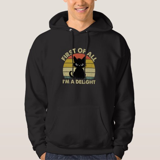 Grappige kat graphics sarcastisch allereerst ben i hoodie (Voorkant)