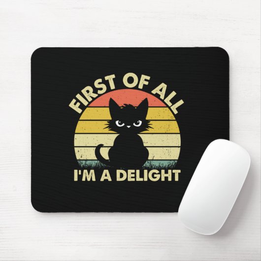 Grappige kat graphics sarcastisch allereerst ben i muismat (Met muis)