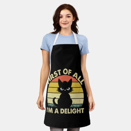 Grappige kat graphics sarcastisch allereerst ben i schort (Gedragen)