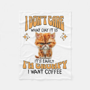 Grappige kat Grumpy Coffee Lover Sarcastic Ik wil Fleece Deken