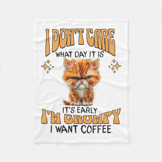Grappige kat Grumpy Coffee Lover Sarcastic Ik wil Fleece Deken (Voorkant)