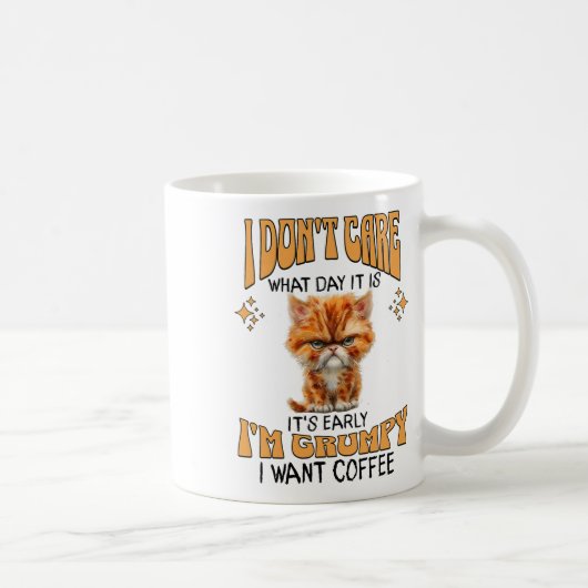 Grappige kat Grumpy Coffee Lover Sarcastic Ik wil Koffiemok (Rechts)