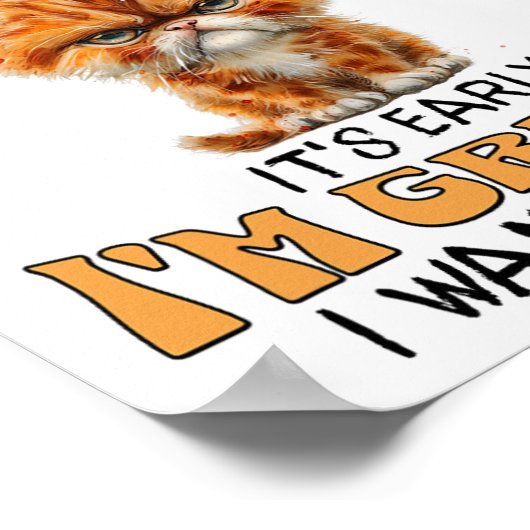 Grappige kat Grumpy Coffee Lover Sarcastic Ik wil  Poster (Hoek)