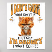 Grappige kat Grumpy Coffee Lover Sarcastic Ik wil  Poster (Voorkant)