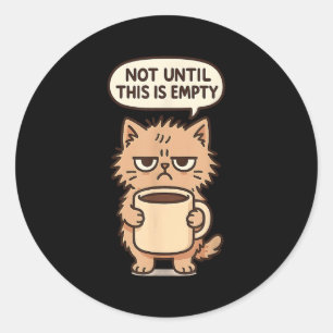 Grappige kat Grumpy koffie liefhebber niet ochtend Ronde Sticker
