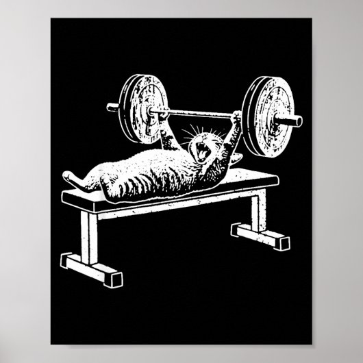 Grappige kat gym workout bankdrukken kat meme poster (Voorkant)