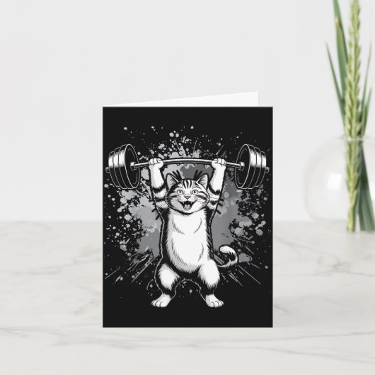 Grappige kat gym workout deadlift meme pump kitten kaart (Voorkant)