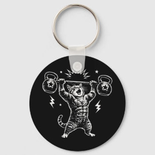 Grappige kat gym workout grappige katachtige gewic sleutelhanger