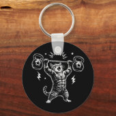 Grappige kat gym workout grappige katachtige gewic sleutelhanger (Voorkant)