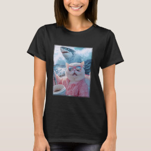 Grappige Kat Haai Meme Selfie Kat op een Jacht Boo T-shirt