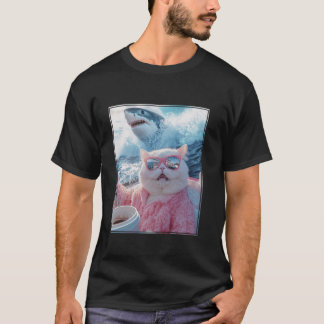 Grappige Kat Haai Meme Selfie Kat op een Jacht Boo T-shirt