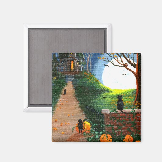 Grappige kat Halloween Creationarts Magneet (Voorkant / Achterkant)