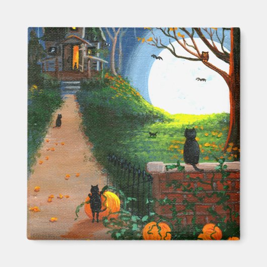 Grappige kat Halloween Creationarts Magneet (Voorkant)