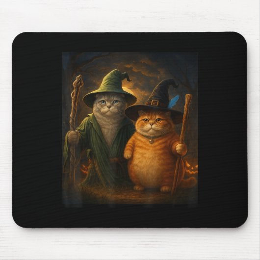 Grappige kat Halloween kat meme tovenaar kat raar Muismat (Voorkant)