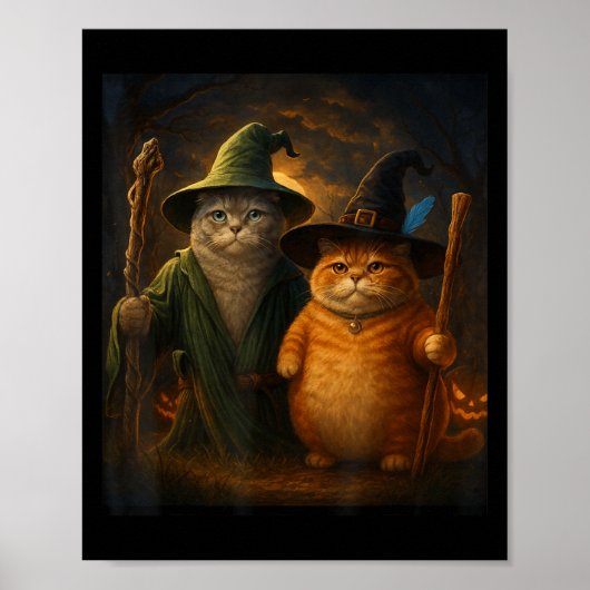 Grappige kat Halloween kat meme tovenaar kat raar Poster (Voorkant)