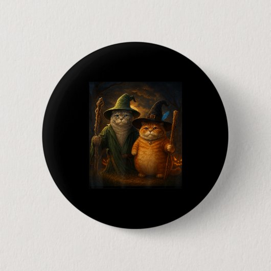 Grappige kat Halloween kat meme tovenaar kat raar Ronde Button 5,7 Cm (Voorkant)